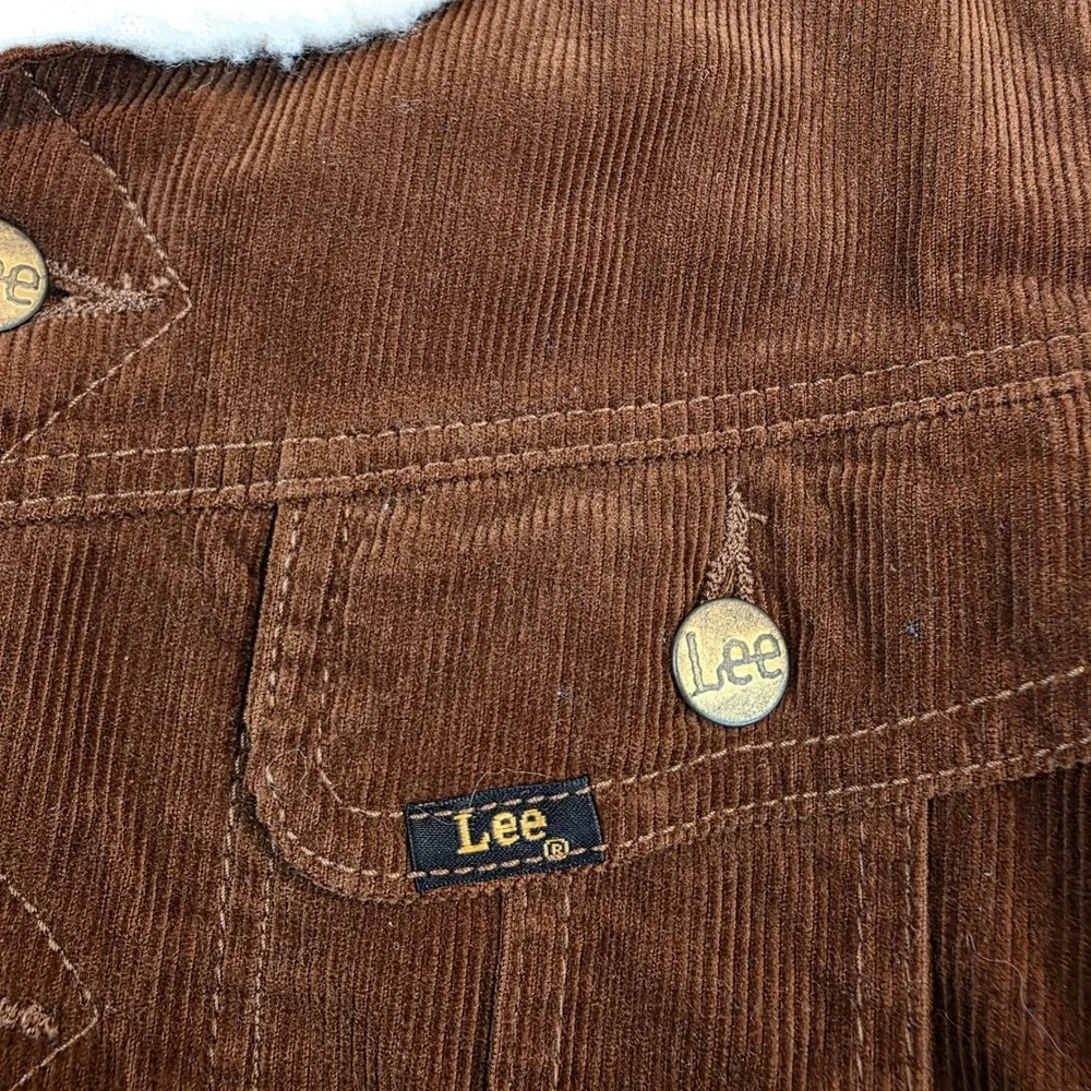 Lee Storm Rider Sanforized Mens Corduroy Sherpa Lined Trucker Jacket Vintage Sm